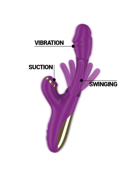 Intense - ateneo vibrador multifunciÓn recargable 7 vibraciÓnes con lengua oscilante y succionador morado