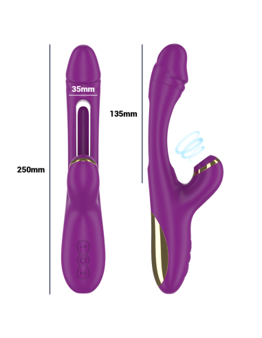 Intense - ateneo vibrador multifunciÓn recargable 7 vibraciÓnes con lengua oscilante y succionador morado