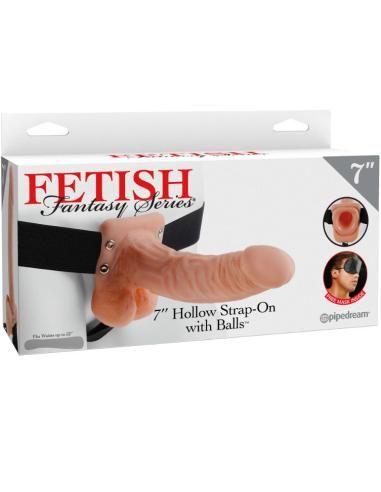 Fetish fantasy series - 7 hollow strap-on with balls 17.8cm natural