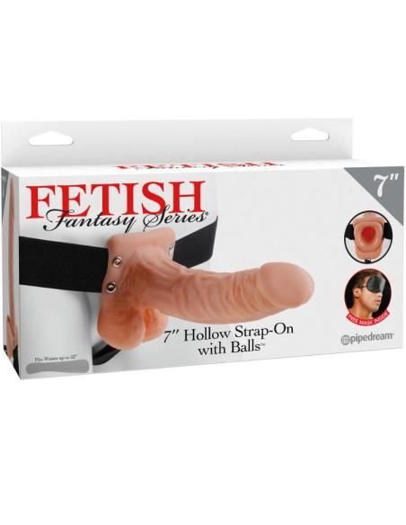 Fetish fantasy series - 7 hollow strap-on with balls 17.8cm natural