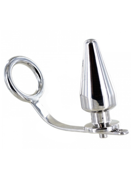 Metal hard - anillo acero con plug anal 45 x 45mm
